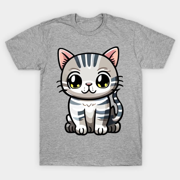 Kawaii Silver British Shorthair Cat T-Shirt by tdraw